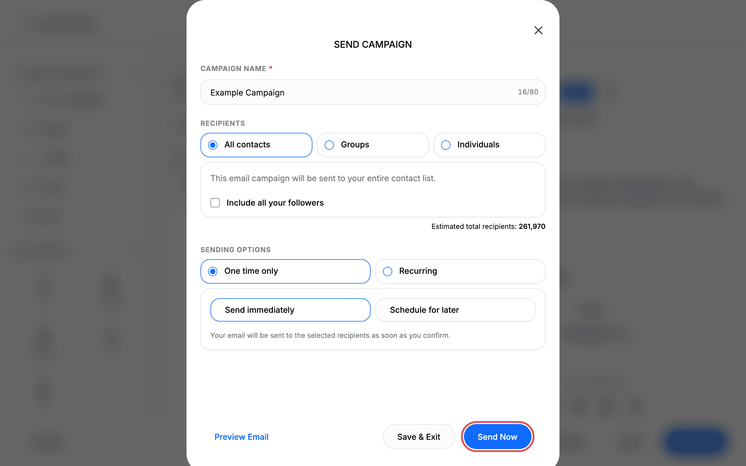 Review SENDING OPTIONS