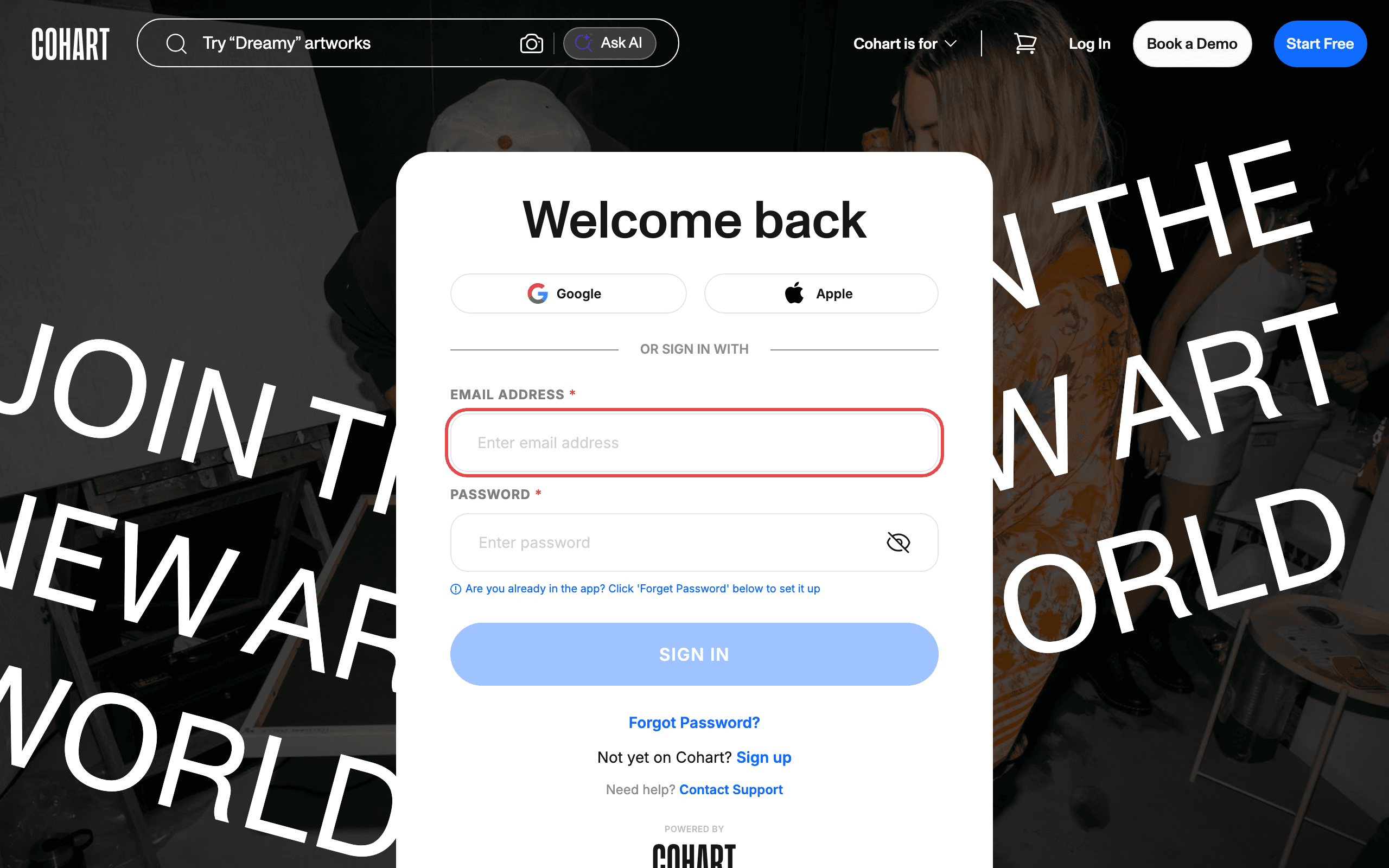 Open the login page