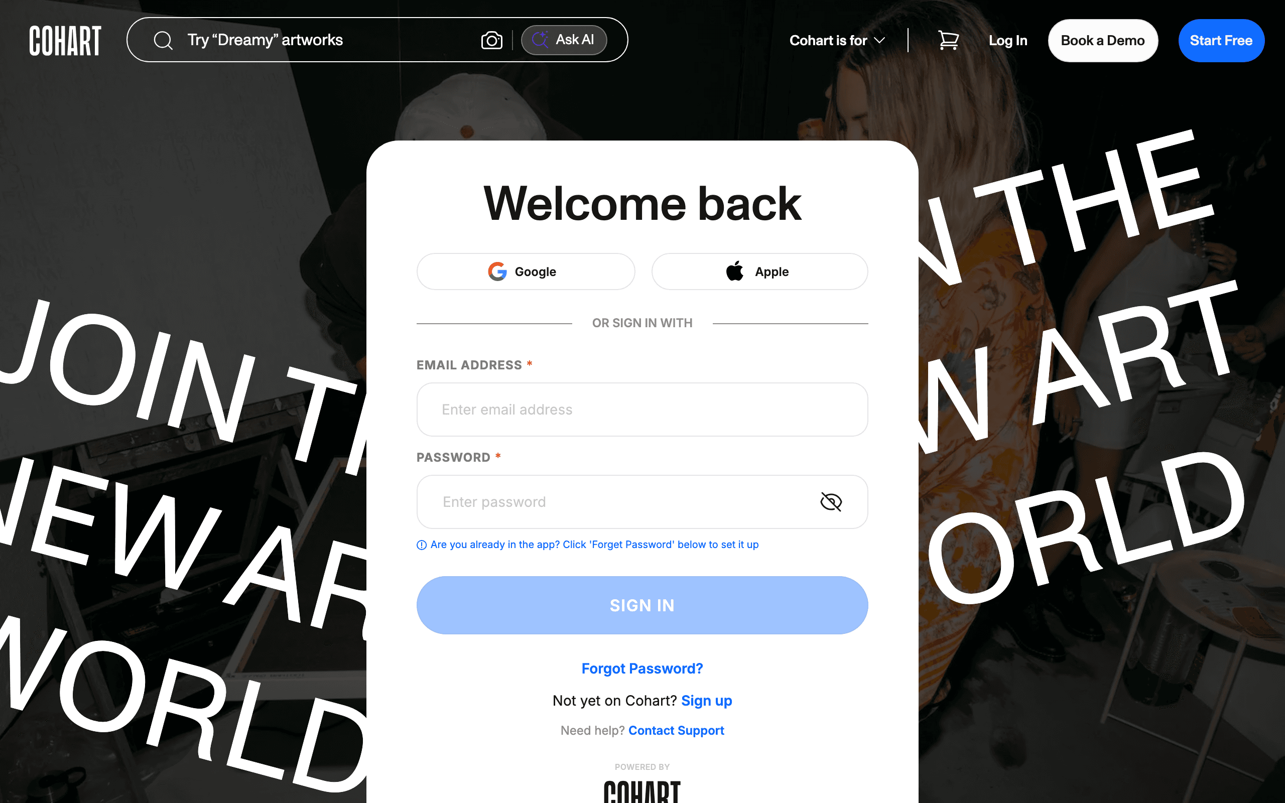 Login page