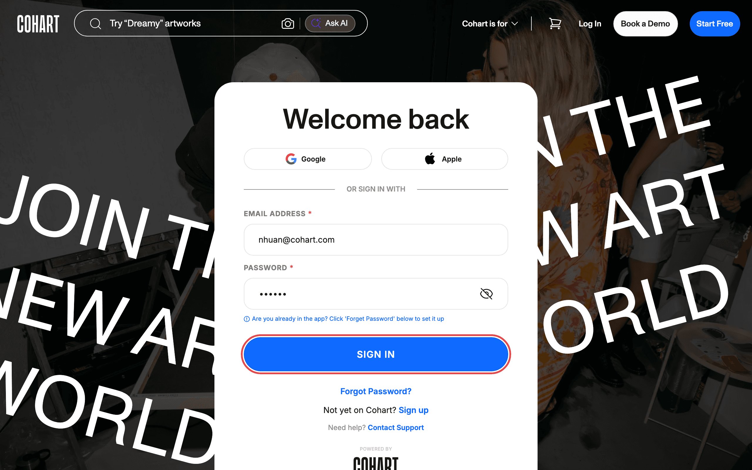 Sign in with your account