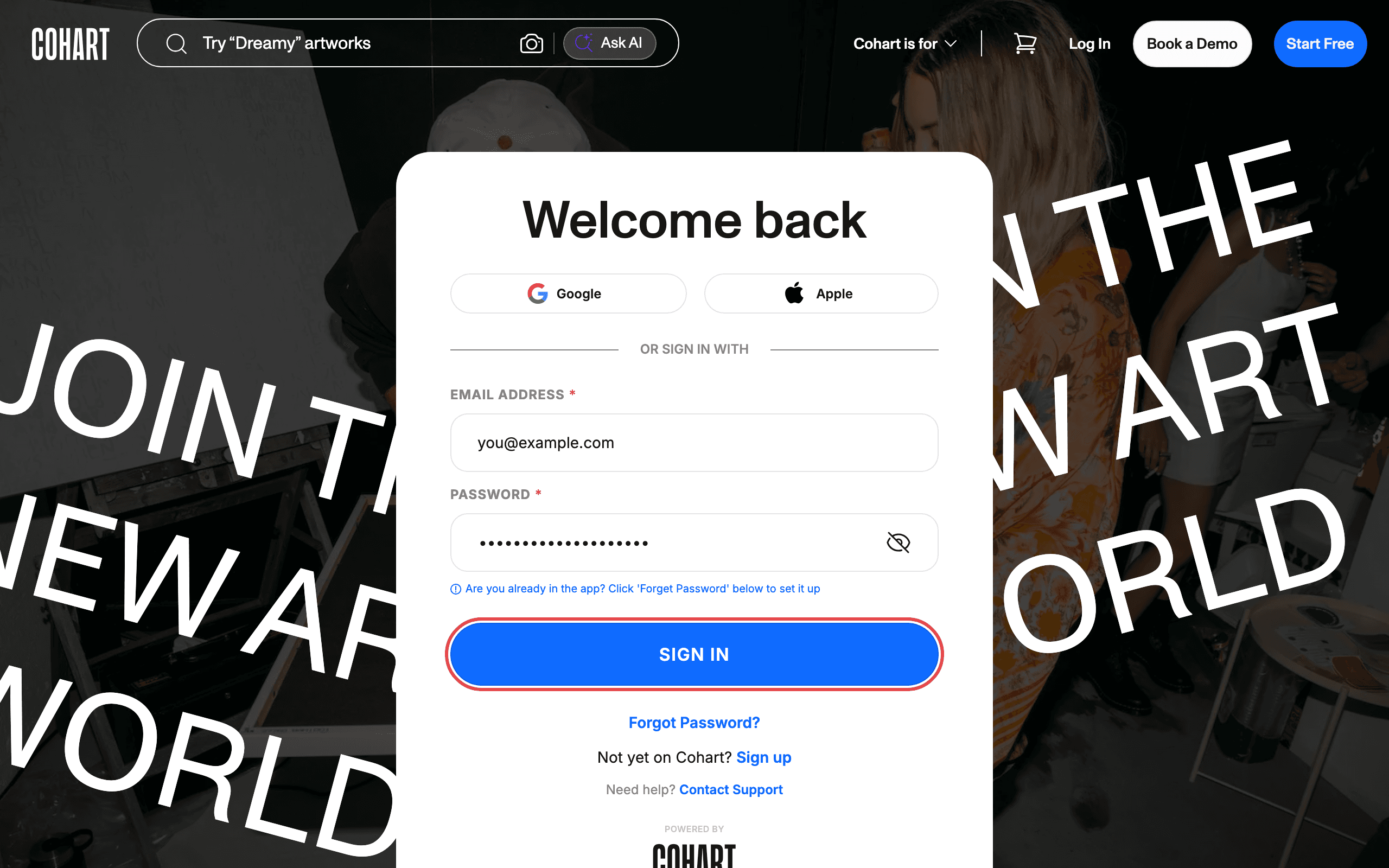 Sign in with your email and password
