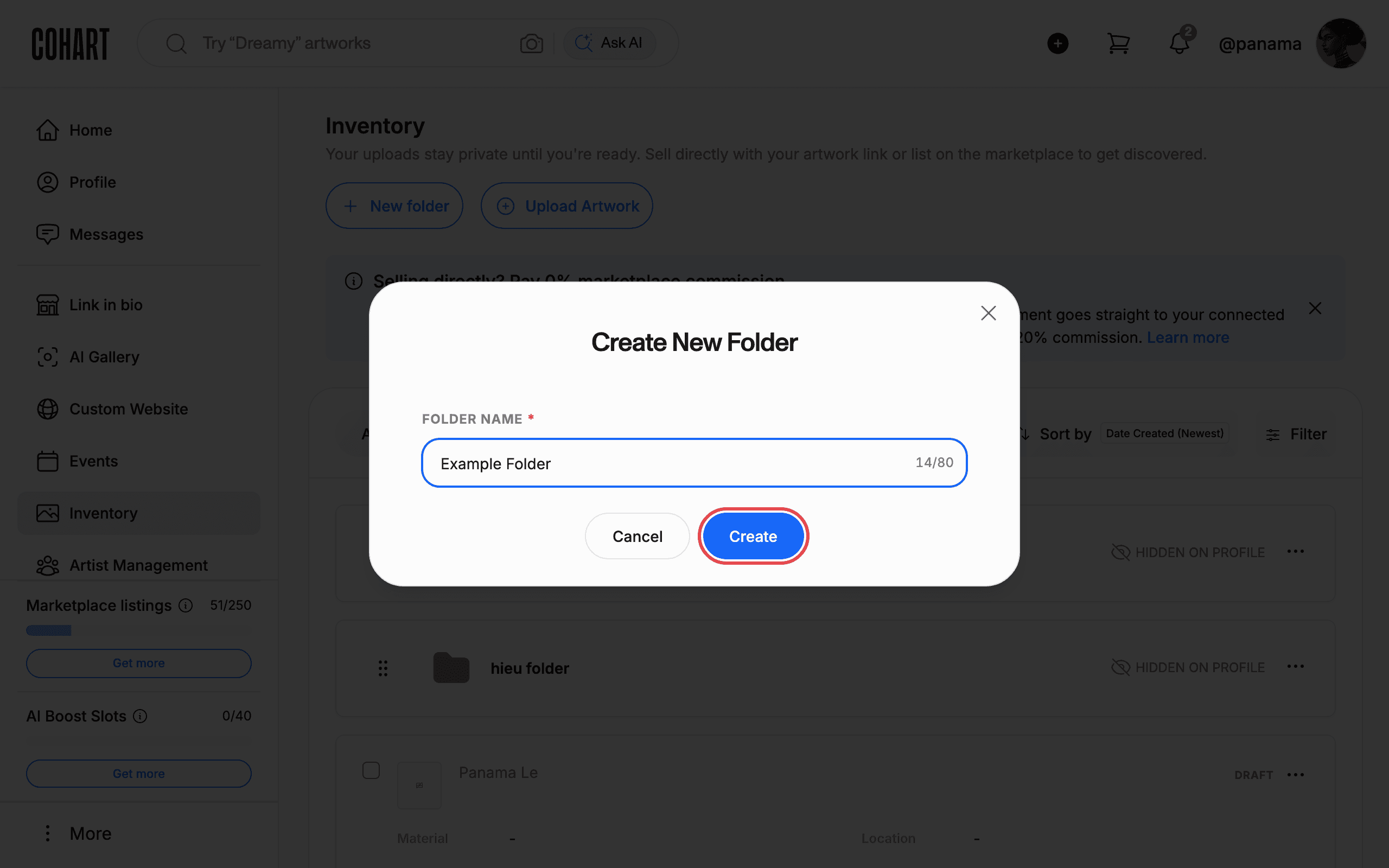 Click New folder and type a FOLDER NAME
