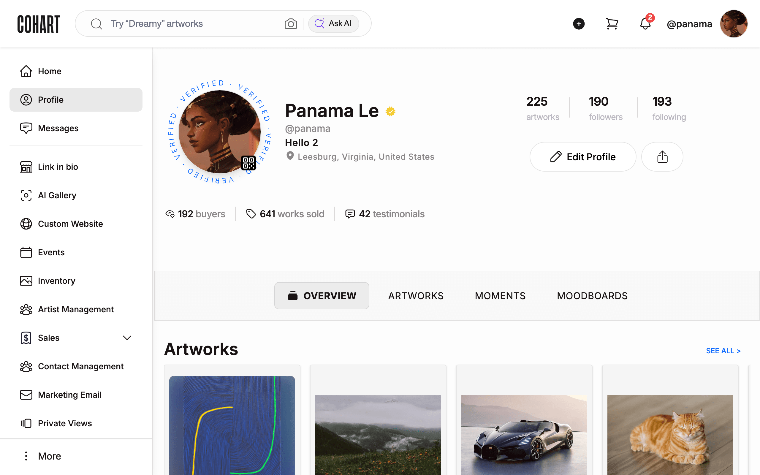 Read name, handle, bio, location and stats