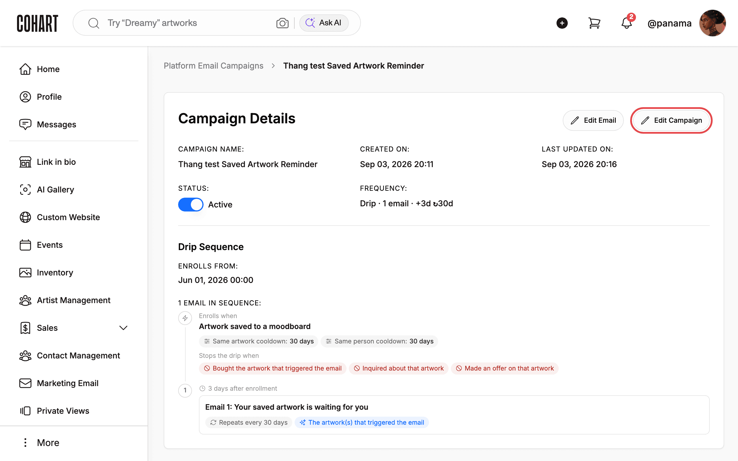 Review campaign details and reports