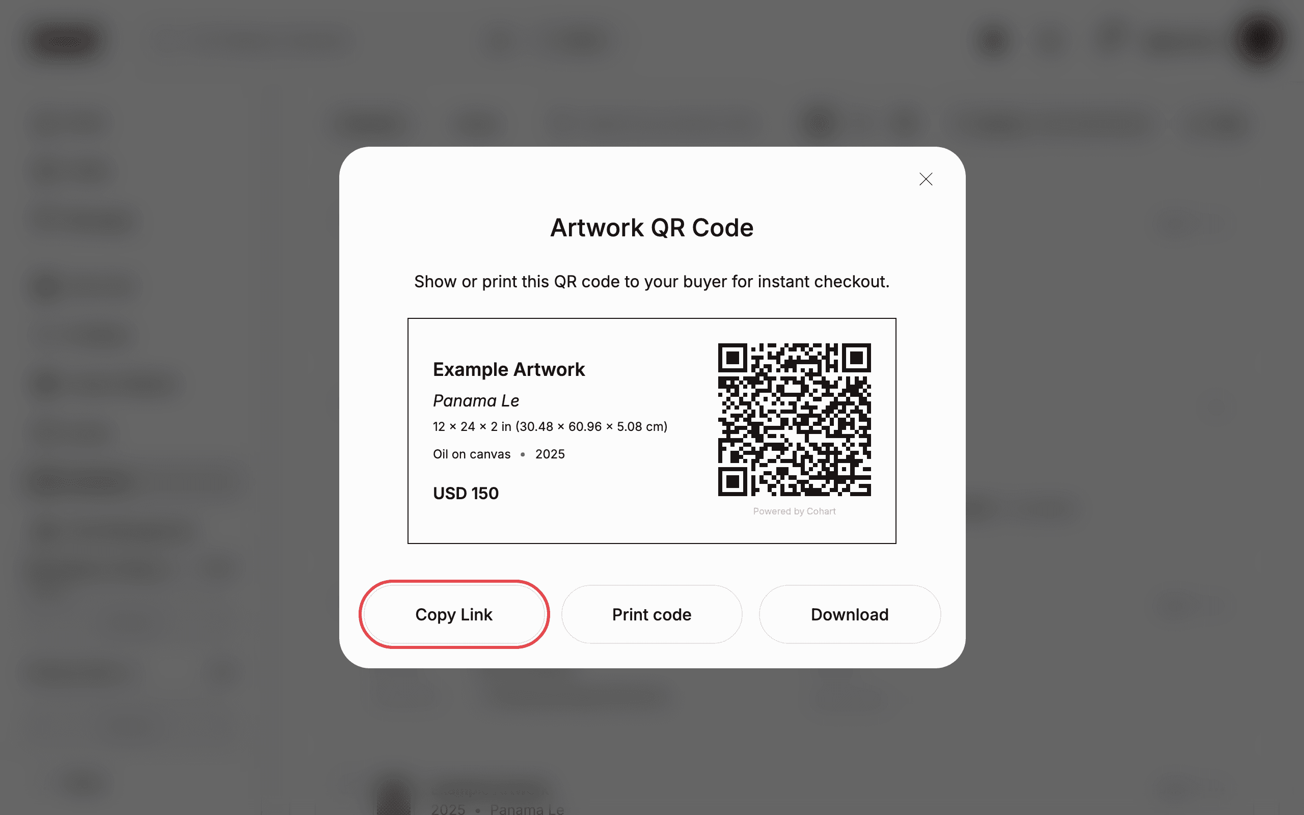 Click Sell via QR code to show the checkout QR