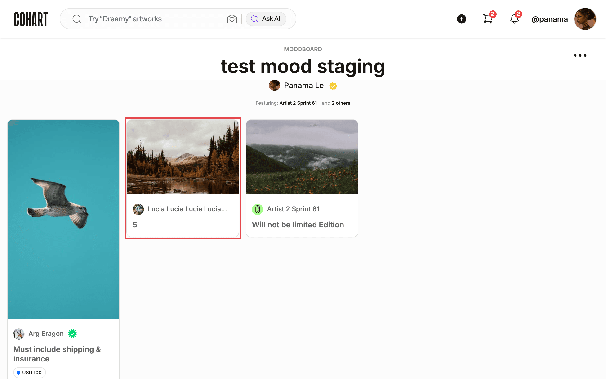 Open a moodboard to browse its artworks
