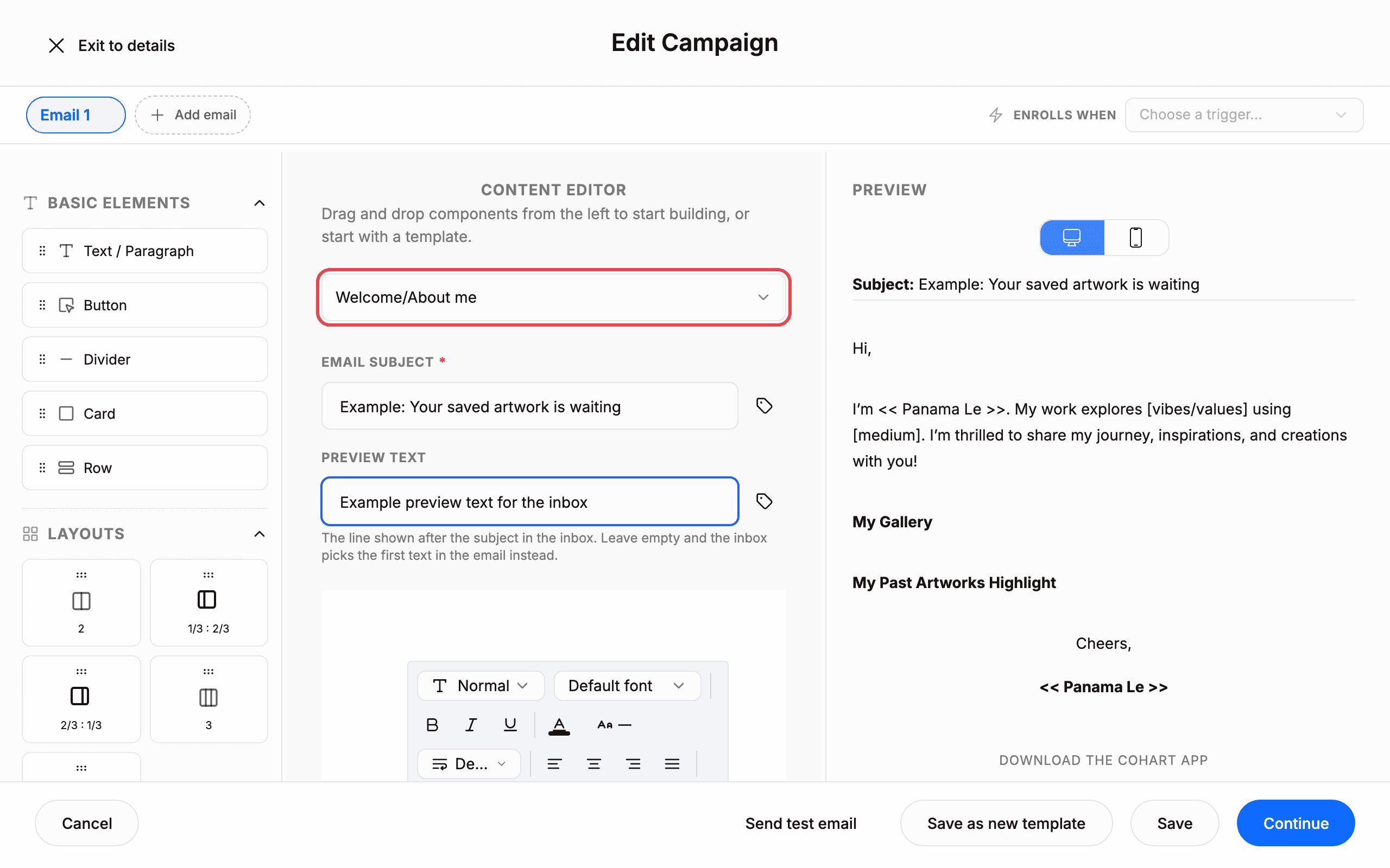 Build the email subject and content