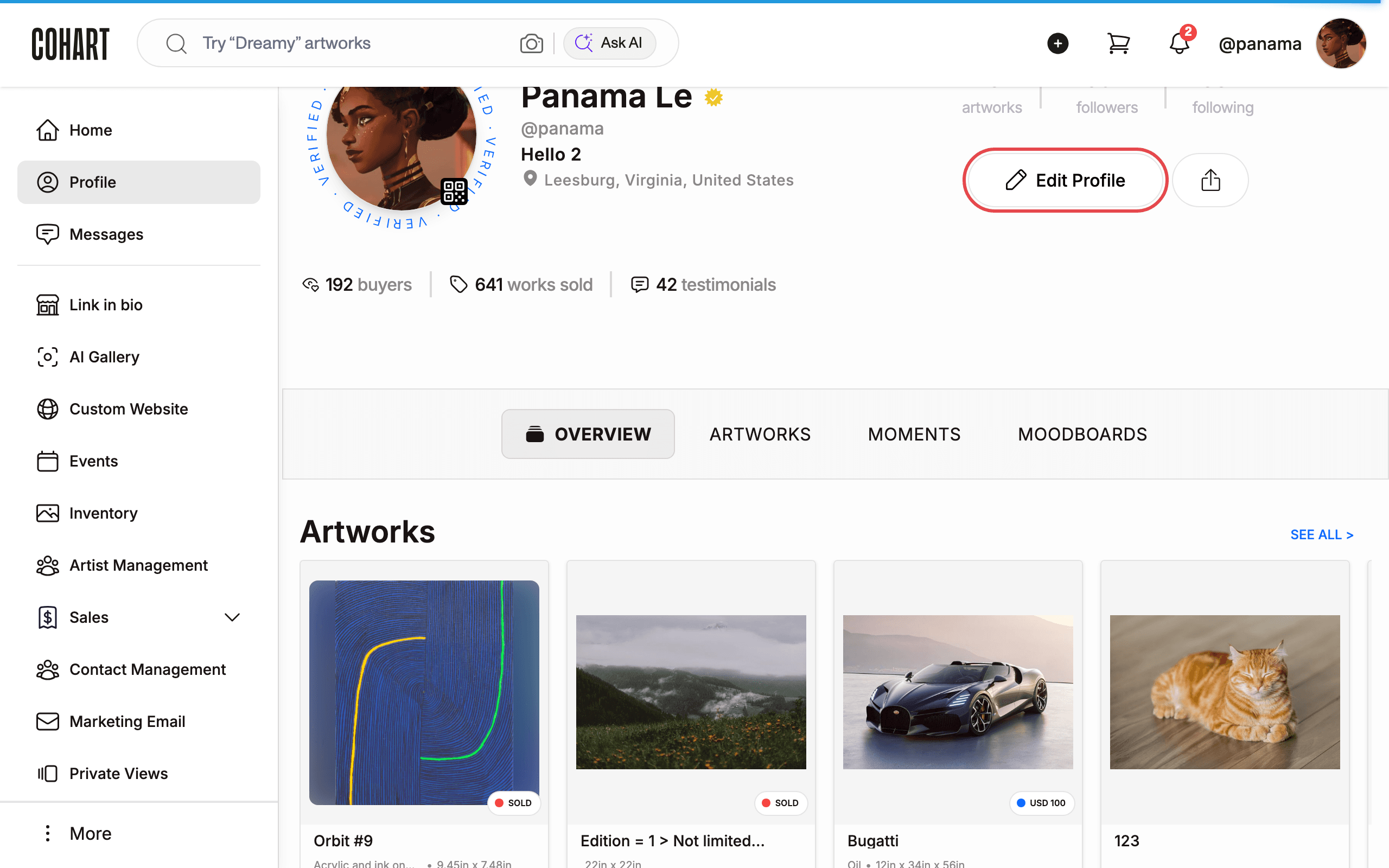 Open the MOODBOARDS tab with CREATE