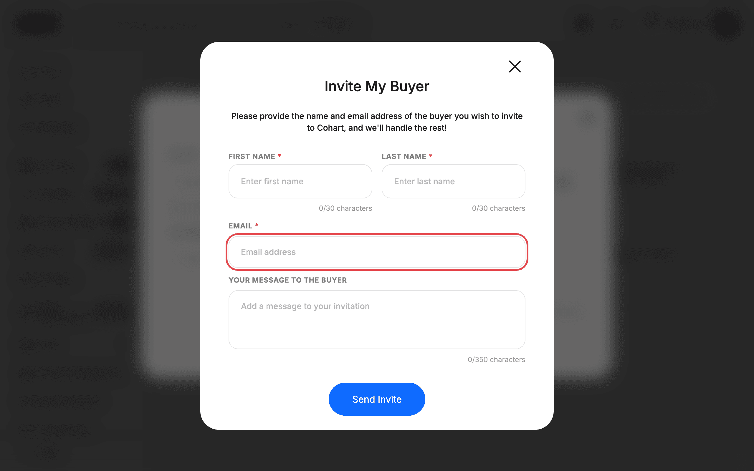 Invite a buyer who is not on Cohart